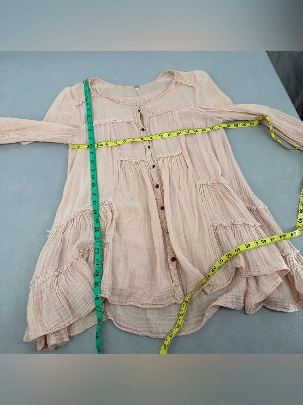Free People Pink Ruffle Oversized Boho Tunic Top Small